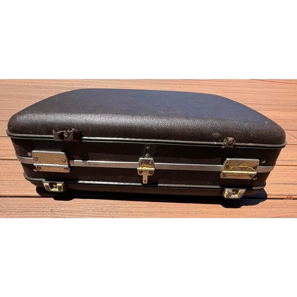 Vintage American Tourister Attache Briefcase Brown Hardside Locking Case w/Key
